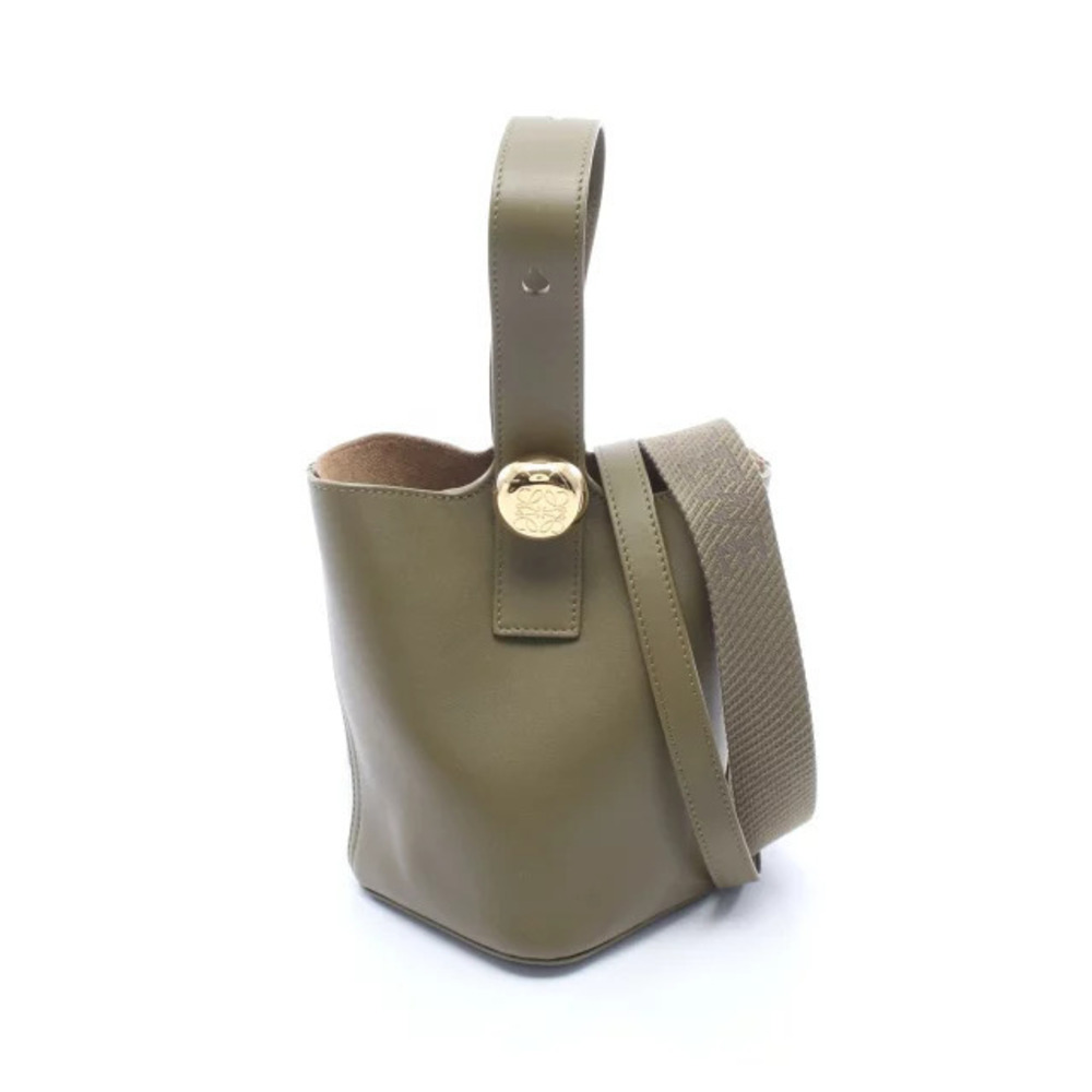Loewe Pebble Bucket Bag Handbag Leather Khaki Green